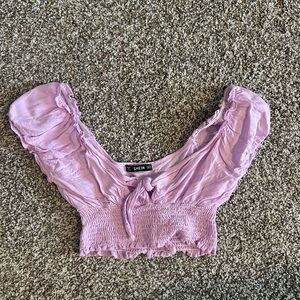 SHEIN Pink Puff Sleeve Crop Blouse